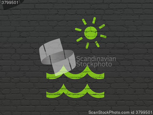 Image of Vacation concept: Beach on wall background