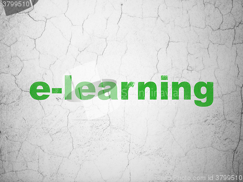 Image of Learning concept: E-learning on wall background