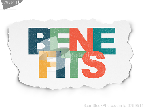 Image of Business concept: Benefits on Torn Paper background