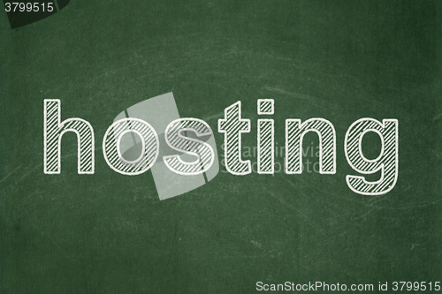 Image of Web design concept: Hosting on chalkboard background