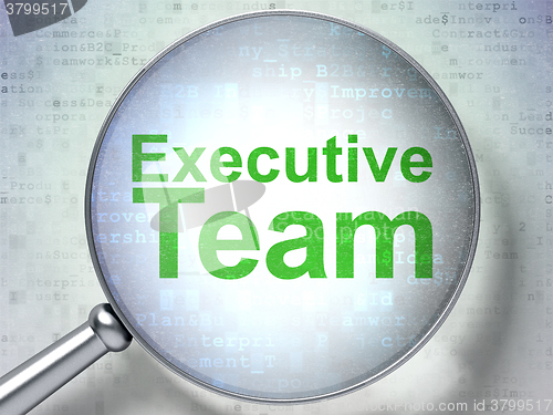 Image of Finance concept: Executive Team with optical glass