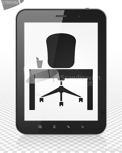 Image of Finance concept: Tablet Pc Computer with Office on display