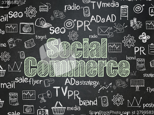 Image of Advertising concept: Social Commerce on School Board background