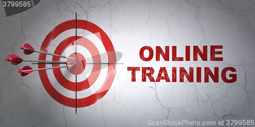 Image of Studying concept: target and Online Training on wall background