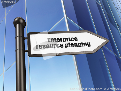Image of Finance concept: sign Enterprice Resource Planning on Building background