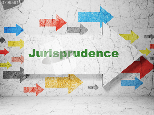 Image of Law concept: arrow with Jurisprudence on grunge wall background