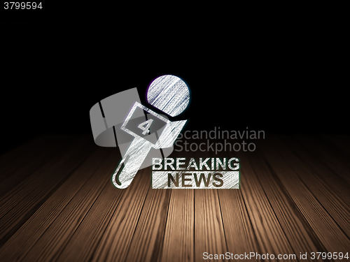 Image of News concept: Breaking News And Microphone in grunge dark room