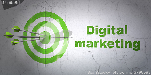 Image of Advertising concept: target and Digital Marketing on wall background