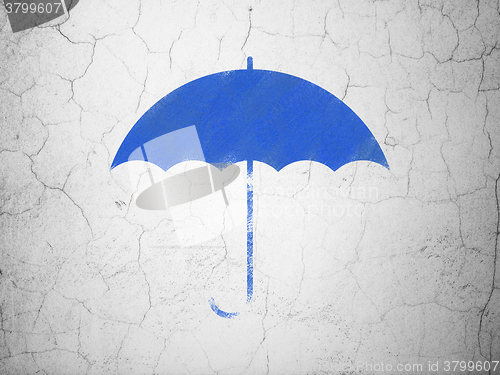 Image of Privacy concept: Umbrella on wall background