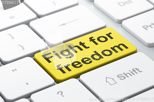 Image of Politics concept: Fight For Freedom on computer keyboard background