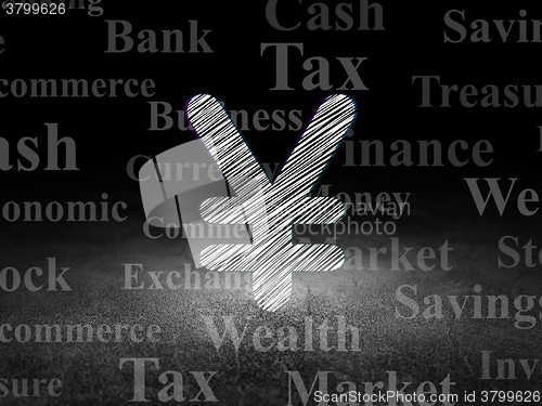 Image of Currency concept: Yen in grunge dark room