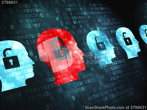 Image of Business concept: Head With Padlock on digital background