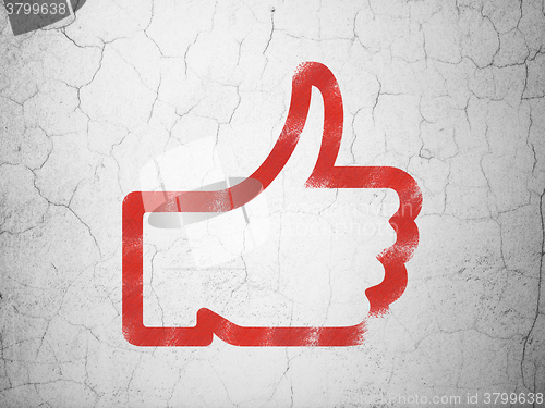 Image of Social media concept: Thumb Up on wall background