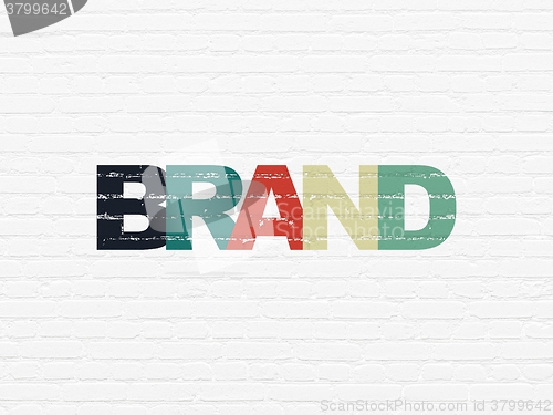 Image of Advertising concept: Brand on wall background