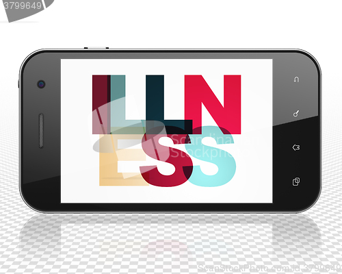 Image of Medicine concept: Smartphone with Illness on  display