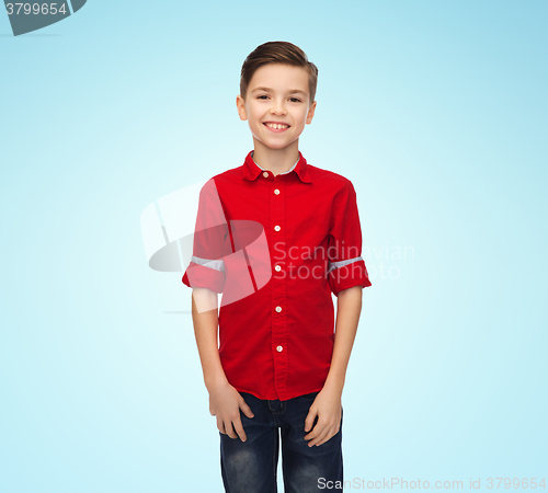 Image of happy boy in red shirt