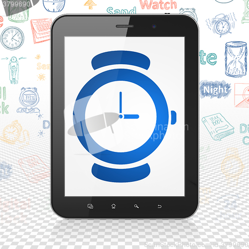 Image of Timeline concept: Tablet Computer with Watch on display