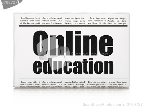 Image of Studying concept: newspaper headline Online Education