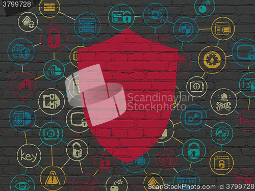 Image of Security concept: Shield on wall background