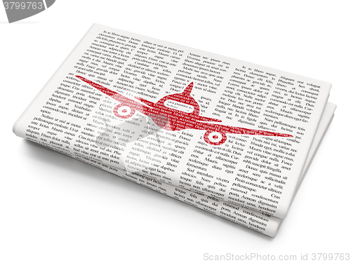 Image of Vacation concept: Aircraft on Newspaper background