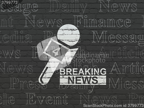 Image of News concept: Breaking News And Microphone on wall background