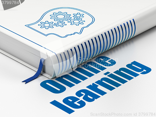 Image of Education concept: book Head With Gears, Online Learning on white background