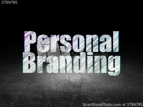 Image of Marketing concept: Personal Branding in grunge dark room