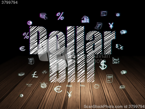 Image of Currency concept: Dollar Bill in grunge dark room