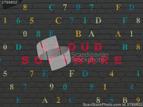 Image of Cloud technology concept: Cloud Software on wall background