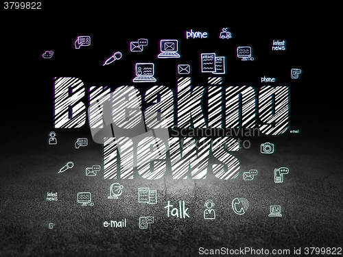 Image of News concept: Breaking News in grunge dark room