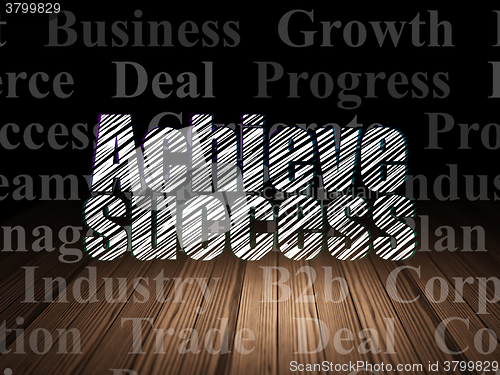 Image of Business concept: Achieve Success in grunge dark room