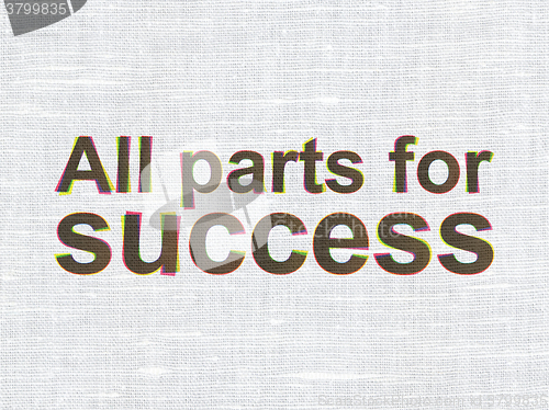 Image of Finance concept: All parts for Success on fabric texture background