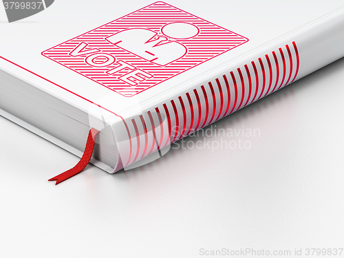 Image of Politics concept: closed book, Ballot on white background