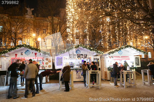 Image of Food stands in iluminated King Tomislav Park