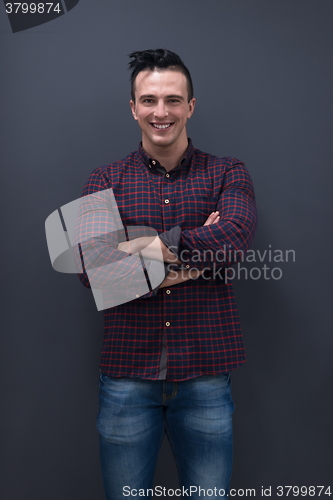 Image of portrait of young startup business man in plaid shirt