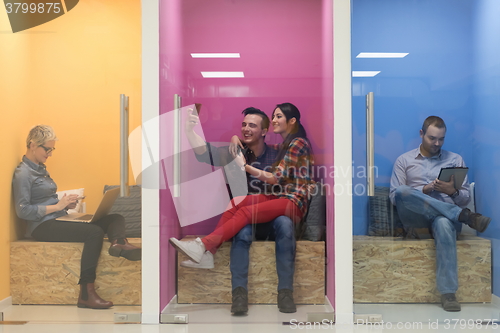 Image of group of business people in creative working  space