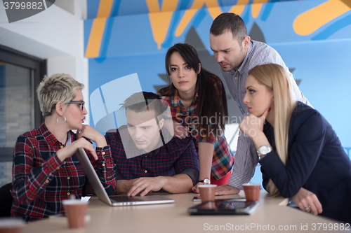 Image of startup business team on meeting at modern office