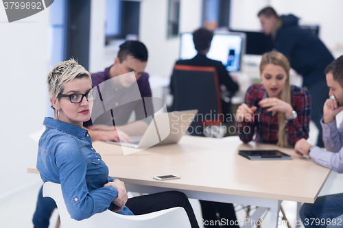 Image of startup business team on meeting at modern office