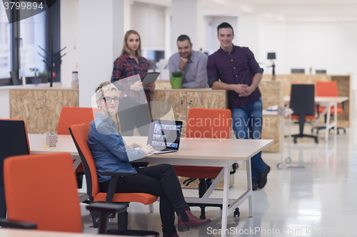 Image of business people group portrait at modern office