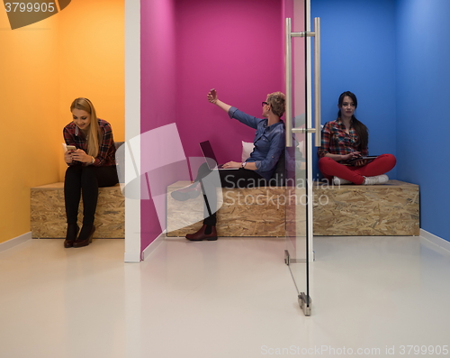 Image of group of business people in creative working  space