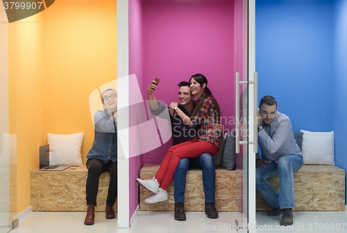 Image of group of business people in creative working  space