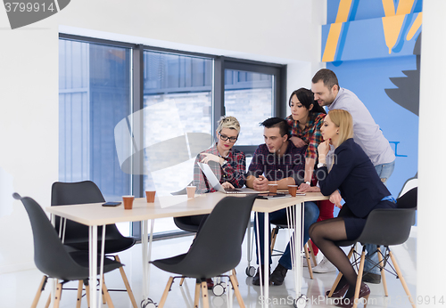 Image of startup business team on meeting at modern office