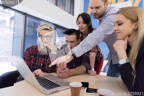 Image of startup business team on meeting at modern office