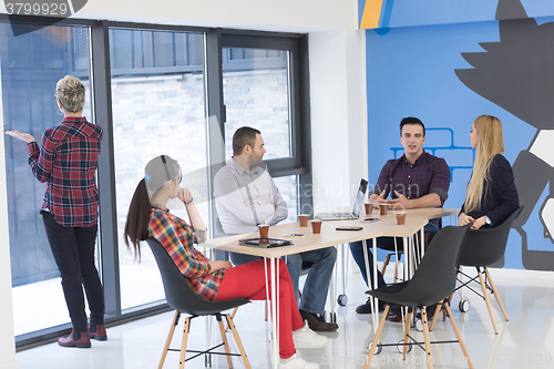 Image of startup business team on meeting at modern office