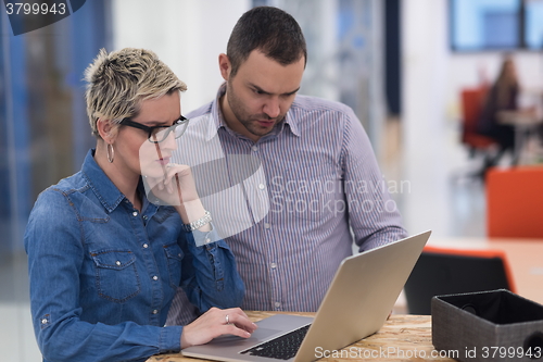 Image of startup business team on meeting at modern office