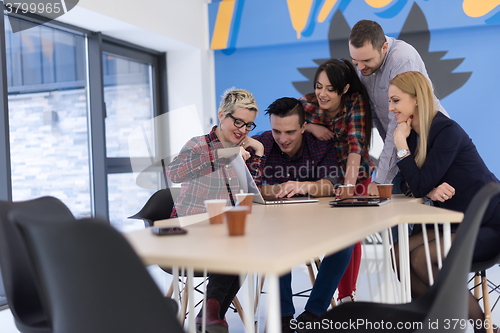 Image of startup business team on meeting at modern office