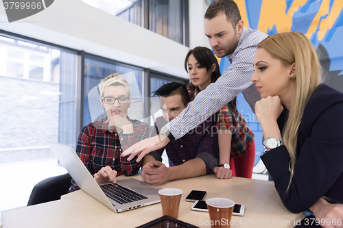 Image of startup business team on meeting at modern office