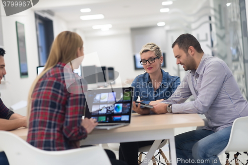 Image of startup business team on meeting at modern office