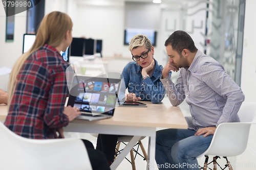 Image of startup business team on meeting at modern office