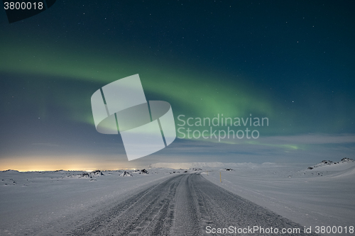 Image of Aurora over road